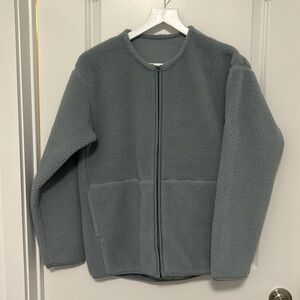 MUJI fuzzy blue zip up jacket